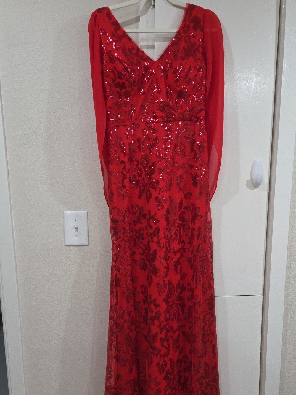 Hmonely Red Sequin Evening Gown - Elegant Long Dress New With Tags